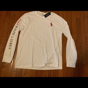 Polo by Ralph Lauren White Long Sleeve Tee with Red Pony Logo